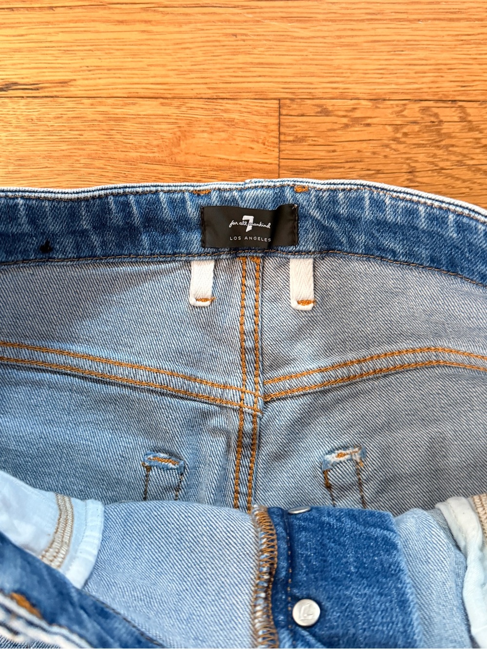7 For All Mankind Light Blue High-Rise Flare Jeans - Picture 3 of 6